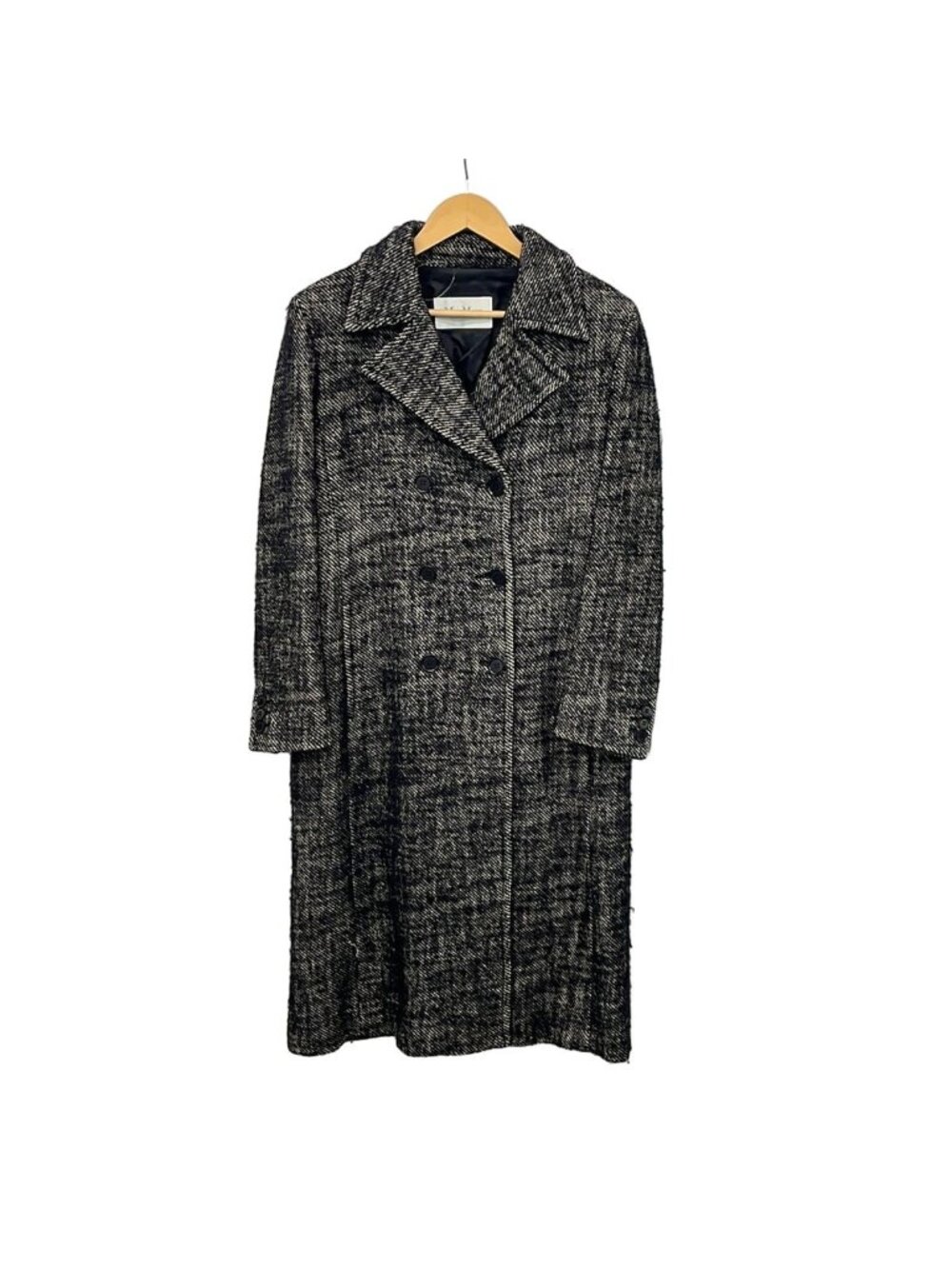 Max Mara Coat 44 L Black Ivory Long Sleeve Double Long Length Autumn Winter